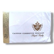 Cannon Royal Family Full Double Fitted Sheet Solid White Combspun Percale NEW - £20.69 GBP