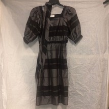 Designer Vintage Women&#39;s SZ S. Grey Short Sleeve Dress &amp; Scarf by Nipon ... - $30.69