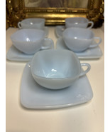 Fire king Azurite blue charm cup and saucer 5 sets - $646.89 MXN