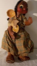 Asian girl doll wearing a Plaid dress with pottery pans moveable arms &amp; legs  - £6.96 GBP