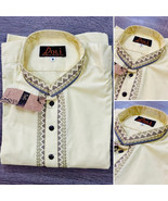 Pakistani Mens Light Yellow Cotton Kurta, Medium - $60.90 CAD