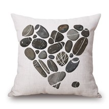 Feather Stone Artistic Linen Cotton Linen Printing Pillow Cover Cushion ... - $10.20