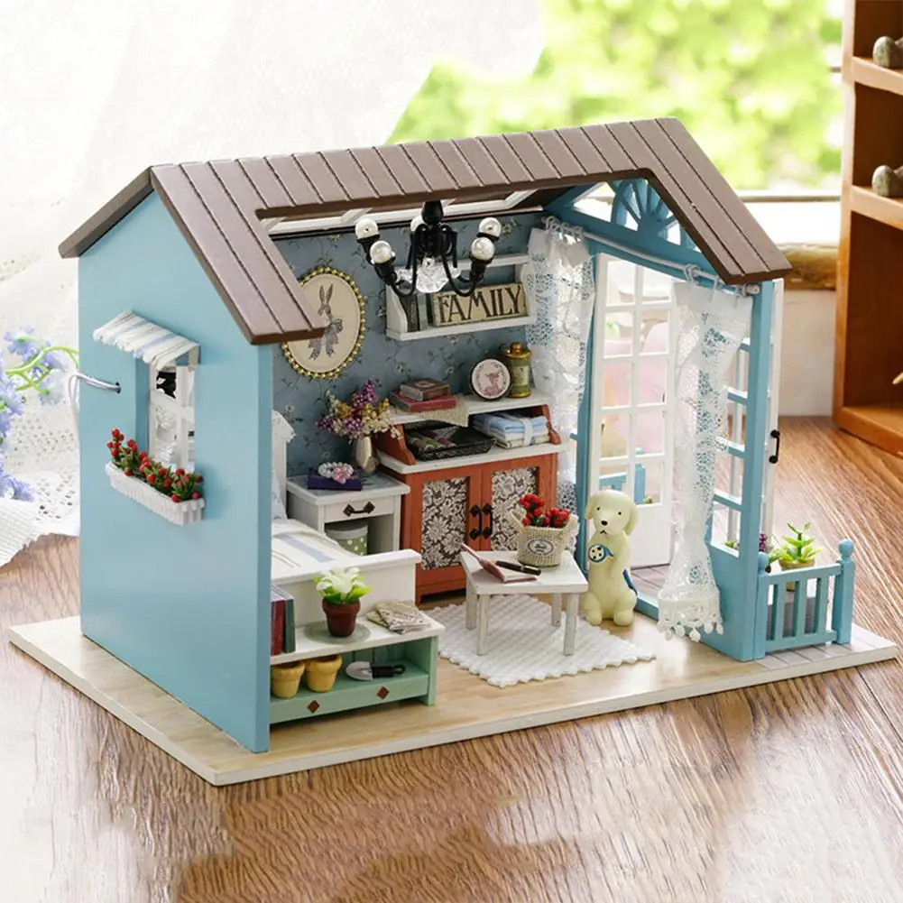 Doll House Wooden Furniture Diy House Miniature Box Puzzle Assemble 3D - £10.01 GBP+