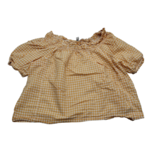 Free Assembly Shirt Womens L Yellow Checkered Short Sleeve Off Shoulder Crop Top - £17.89 GBP