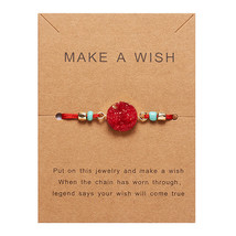 Rinhoo Make a Wish Colorful Natural Stone Woven Paper Card Bracelet Adjustable L - £7.93 GBP