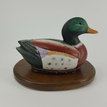 Vintage Jasco Ceramic Wood Duck Lint Remover Brush Figurine w/ wood base SDGR4 - £7.89 GBP