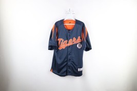 Vintage Mens Size Medium Spell Out Script Detroit Tigers Baseball Jersey Blue - £38.66 GBP