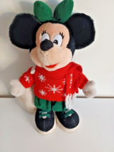 Disney Store Minnie Mouse Christmas Holiday Sweater Plush Ice Skates Winter - £14.66 GBP