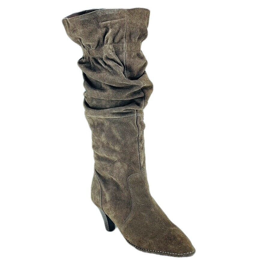 Primary image for HOT in HOLLYWOOD Tall Boot Brown Suede Leather Heel Women's Size 11W
