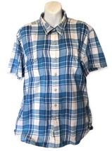 Lucky Brand Men&#39;s Plaid Short Sleeve Pearl Snap Button Front Shirt Size ... - £12.69 GBP