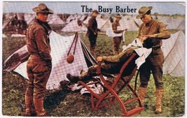 Postcard WWI Army Field Barber Shave The Busy Barber - $10.29