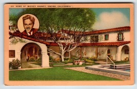 Home Of Mickey Rooney Actor Encino California Linen Postcard 1940s Unposted - £7.45 GBP