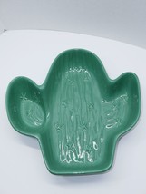 Vtg 80&#39;S Treasure Craft Green Cactus Chip Serving Platter Tray Bowl Ceramic - £11.70 GBP