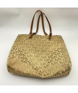 Michael Kors Signature MK Jacquard Tote Handbag Khaki Beige 13x15&quot; Flaws - £19.60 GBP