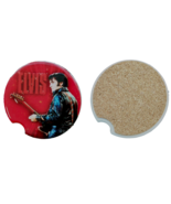 Elvis Presley car coaster ceramic red concert 68 set of 2    #9138 - $9.99