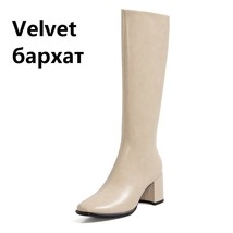Fashion Wedding Party Shoes Woman Heels Winter Side Zipper Knee High Boots Genui - £123.04 GBP