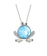 S925 Sterling Natural Frog Shape Blue Larimar Charm Pendant - £29.61 GBP