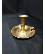 19th C. Primitive Brass Chamber Stick Push-Up Candle Holder Ornate Finge... - $727.40 MXN