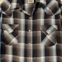 Ely Cattleman XL Brown Plaid Pearl Snap Button Down Long Sleeve Western Shirt - $23.19