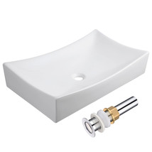 Bathroom Vessel Sink Porcelain Ceramic Vanity Basin Drain Aqt0131 - £168.38 GBP