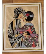 Three Geishas Embroidered Wall Art Very unique With Frame Signed By Author - $128.71