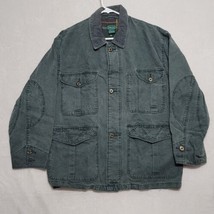 IZOD Mens Jacket Size M Medium Denim Army Green Lined Cotton Jacket - £36.66 GBP