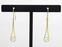 5.5mm Round White CZ Dangle Fish Hook Earrings 14k Gold - £143.08 GBP