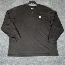 Carhartt Henley Shirt Mens 3XLT Black Loose Fit Long Sleeve Workwear Pocket - $20.20