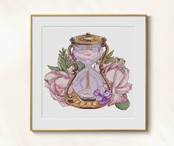 Victorian Cross stitch floral pattern pdf - Pink Rose embroidery English... - £12.97 GBP