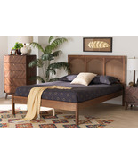 Goodwin Ash Walnut and Rattan King Size Platform Bed - $14,210.61 MXN