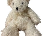 Fluffy Ivory Colored Plush Bear  7.5 inches high with bows No Brand - $11.10