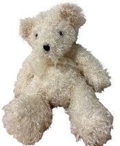 Fluffy Ivory Colored Plush Bear  7.5 inches high with bows No Brand - £8.85 GBP