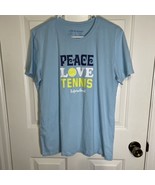 Life is Good Women&#39;s Blue Peace Love Tennis T-shirt Size Large - £17.87 GBP