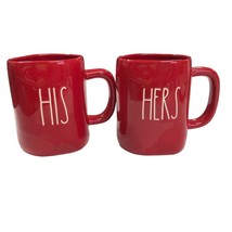 Red Set Of Rae Dunn Artisan Collection By Magenta His And Hers Ceramic Mugs - £21.09 GBP