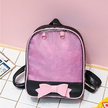 Clear Transparent Women Backpack Cute Bow Ita Bags For School Mini Pink Black Sc - £31.70 GBP