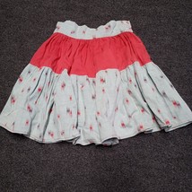 Vintage Girls Skirt Red Gray Ruffled 1950s - 1960s 10 &quot; Waist Doll Costume - £14.61 GBP