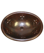 19&quot; Oval Copper Bath Sink Fleur de Lis Design Daisy Drain Included  - £156.90 GBP