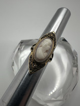 Antique Victorian 10k Gold Shell Cameo Filigree Ring Size 3.25 3cm Length 3.81g - $297.00