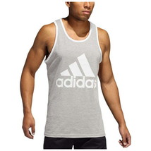 adidas Men&#39;s Badge Of Sport Logo Graphic Tank Grey Heather White-Small - £14.65 GBP