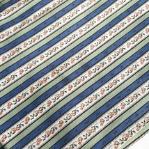 3.33yds Vtg Blue Green Striped Sateen Cotton Fabric Quilting Upholstery 55&quot; Flaw - £12.14 GBP