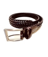 Fossil Mens Size 40 Brown Genuine Leather Braided Brushed Silver Buckle ... - €25,82 EUR