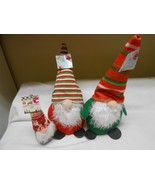 Lot of 3 Happy Holidays Santa Gnomes w/ faux fur beards 13.75 inches  Decor - $11.29