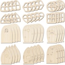 48 Pcs Fairy Door Wooden Garden Doors Craft Mini Window Fairy House Diy ... - £18.17 GBP