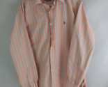 Ralph Lauren Men&#39;s Orange Striped Casual Dress Shirt Size Large 100% Cotton - $12.60