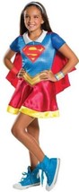 Girls Supergirl DC Comics Dress Cape Belt Headband 6 Pc Halloween Costum... - £15.82 GBP