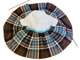 VTG Late 50s Early 60s Kate Greenaway Girls Plaid Dress Aqua Pink Brown ... - $76.26 CAD