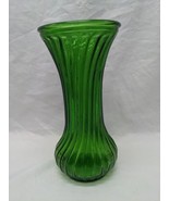 Vintage MCM Green Hoosier Glass Ribbed Swirl Vase 3 1/2&quot; X 7 1/2&quot; - $19.80