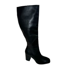 Dolce Vita Flin Knee High Boot Black Leather Square Toe Womens 10 New - £48.19 GBP
