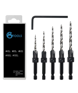 Countersink Drill Bit Set, 5Pcs Tapered Drill Bits M2 HSS, with 1/4&quot; Hex... - £20.13 GBP