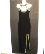 Attitudes by Debra Women&#39;s L Prom Dress Formal Party Black Maxi Beaded V... - £115.66 GBP